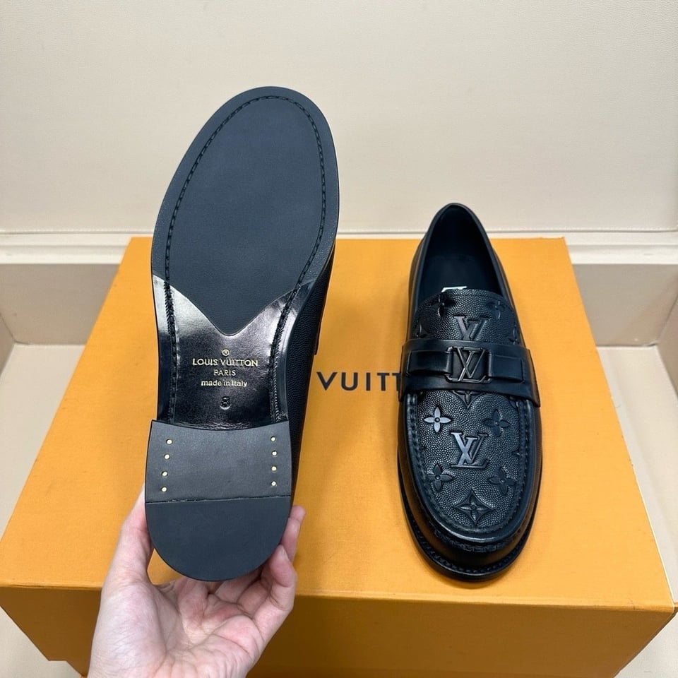 LV Major Loafer Black Monogram Calfskin Leather Shoes For Men view 14