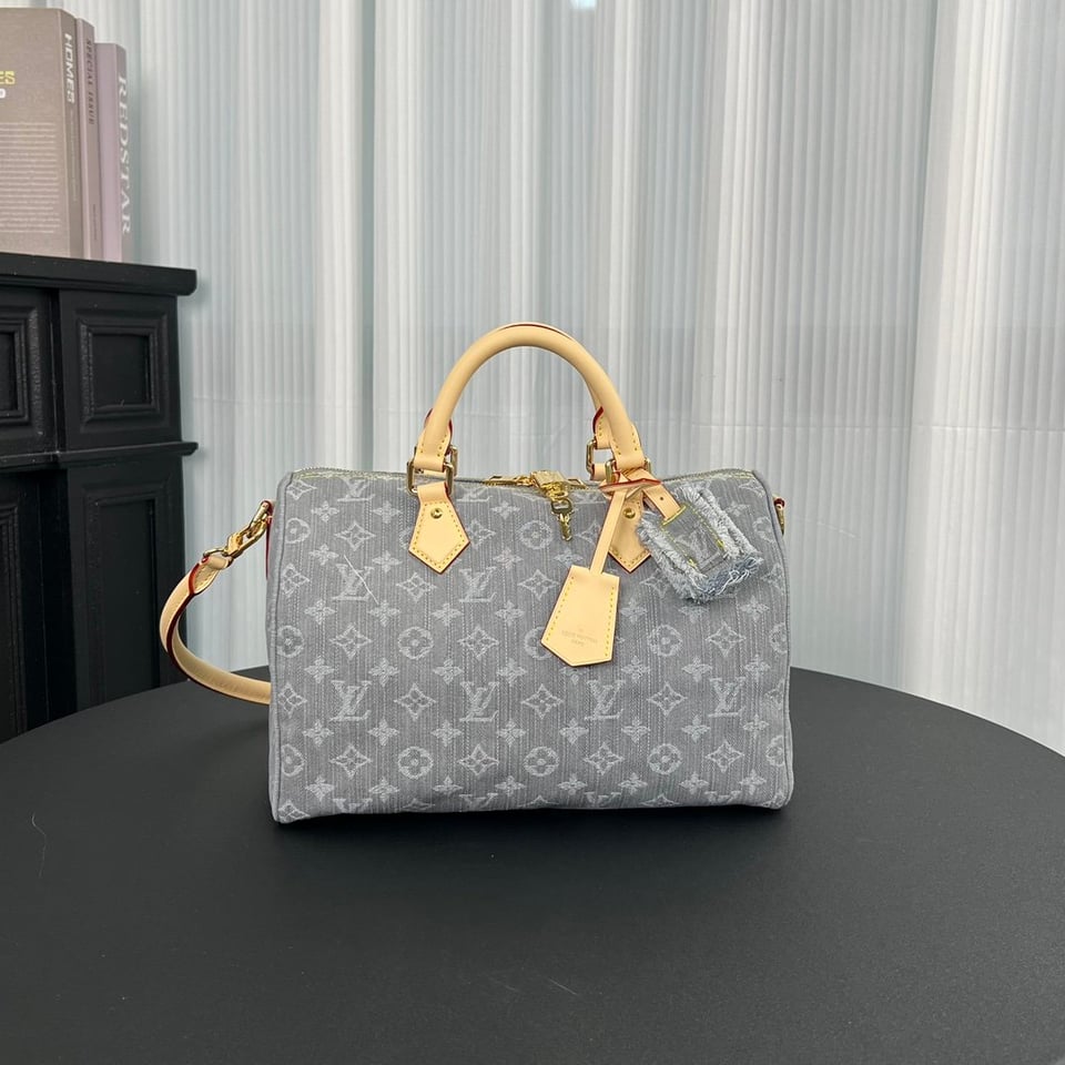 Louis Vuitton LV Speedy Soft 30 Monogram Denim Bag in Grey 30cm/ 11.8 in view 10