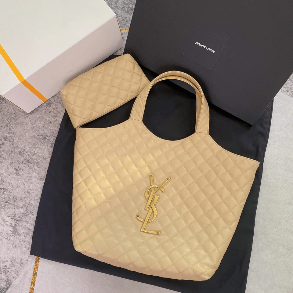 Saint Laurent Icare Maxi Shopping Bag In Quilted Beige 58Cm view 3
