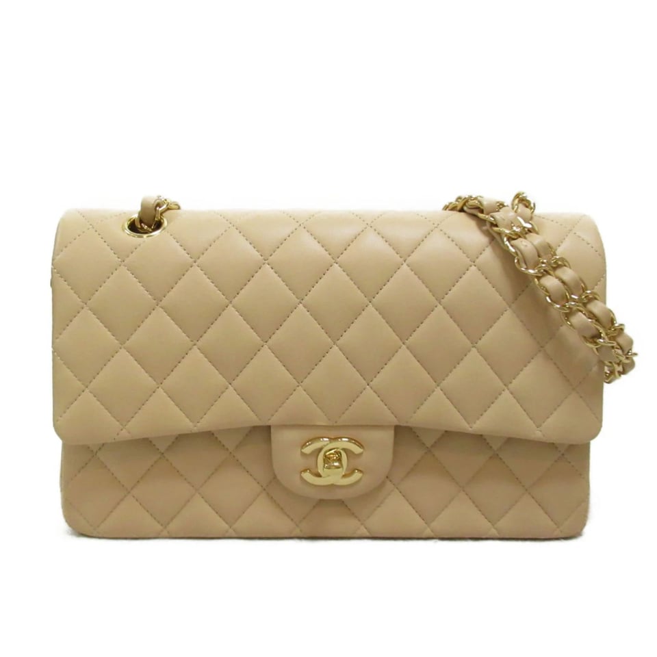 Chanel Classic Flap Bag 25 cm Beige Caviar Gold-Tone Hardware A01112 view 2