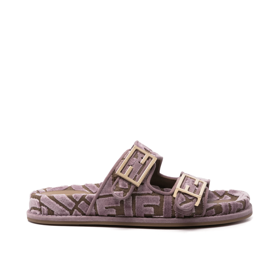 Fendi Feel Ff Jacquard Velvet Slides Amethyst Purple view 2