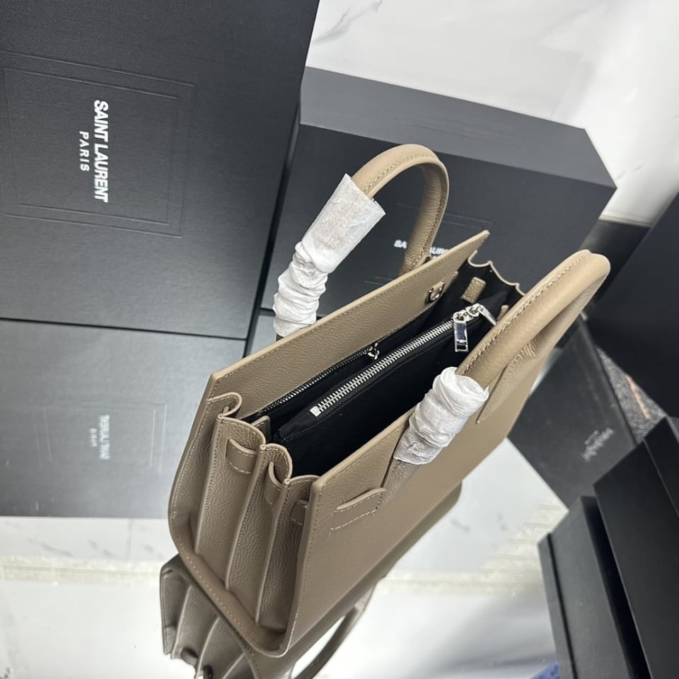 Saint Laurent Sac De Jour Small In Grained Leather Beige 26Cm view 6