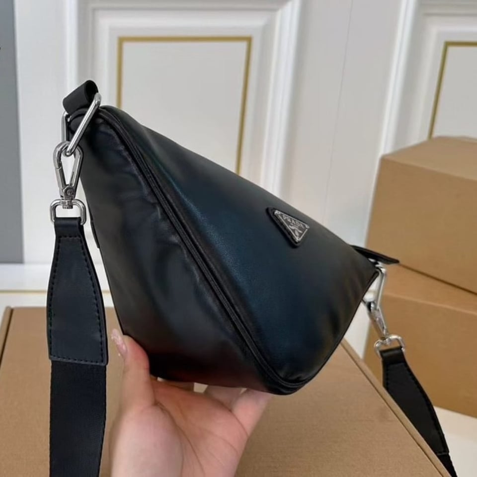 Prada Triangle Shoulder Bag Black 27Cm view 8