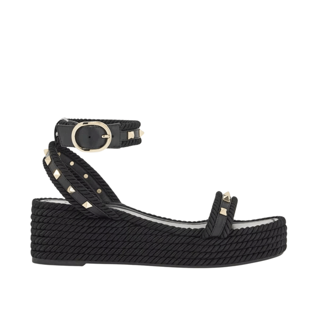 Valentino Rockstud Flatform Sandal In Calfskin 2W2S0Gi3Bae0No