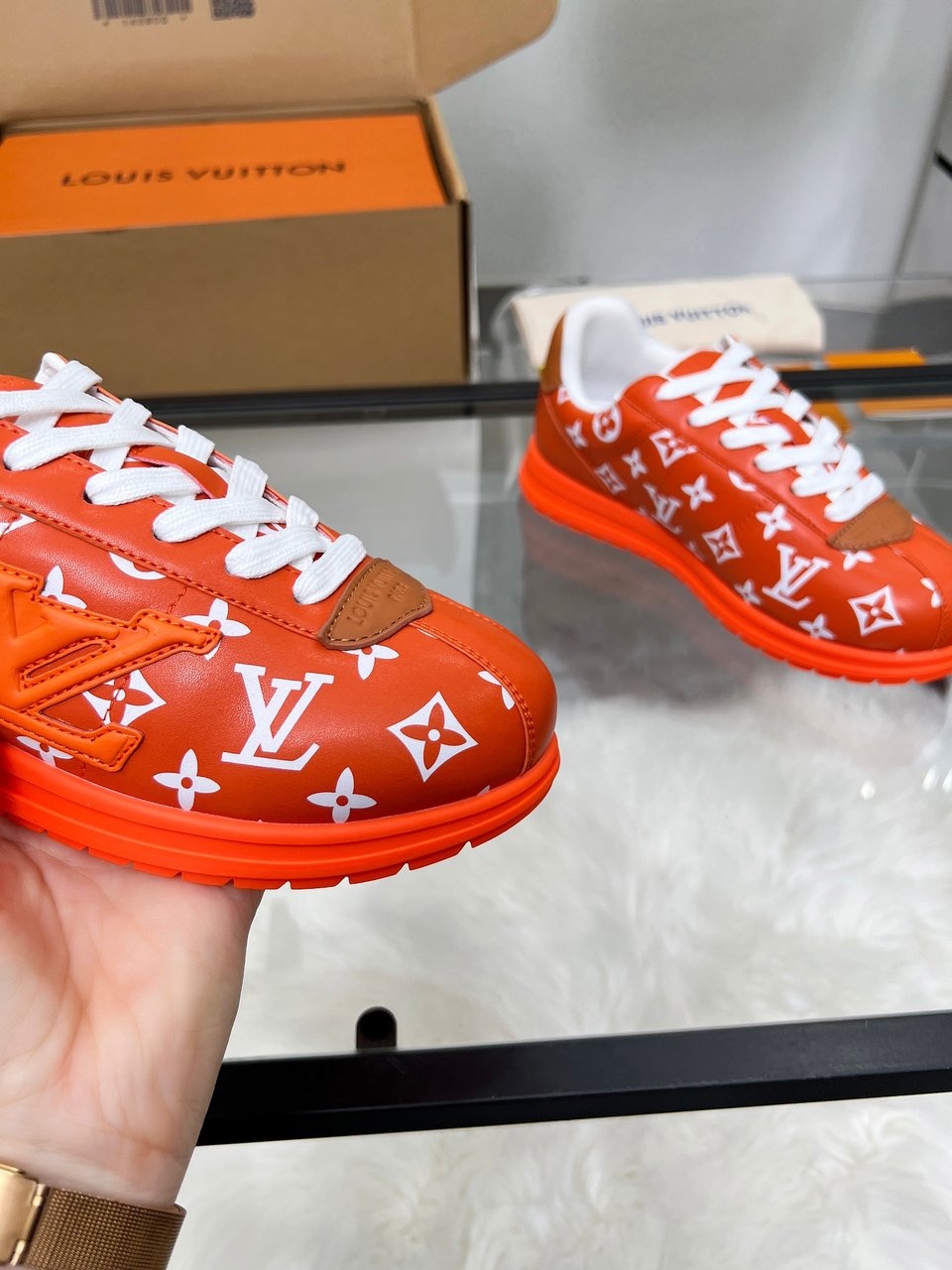 Louis Vuitton LV Trainer Sneaker Orange Monogram – Leather – Women’s Shoes view 5