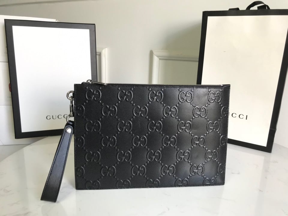Gucci GG Embossed Pouch Black 12in/31cm For Men view 5