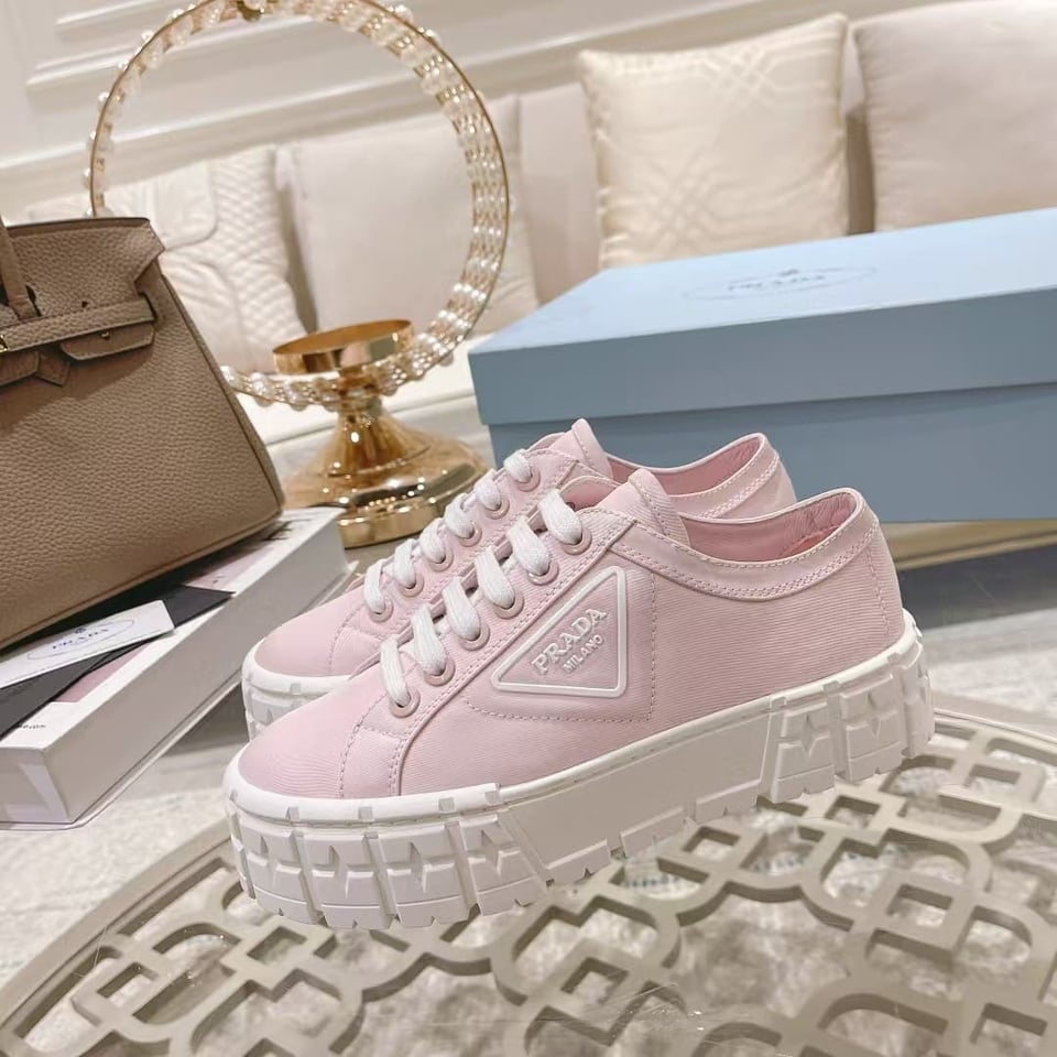 Prada Double Wheel Nylon Gabardine Sneaker Light Pink 1E260M3Lfxf0E18F050 view 3