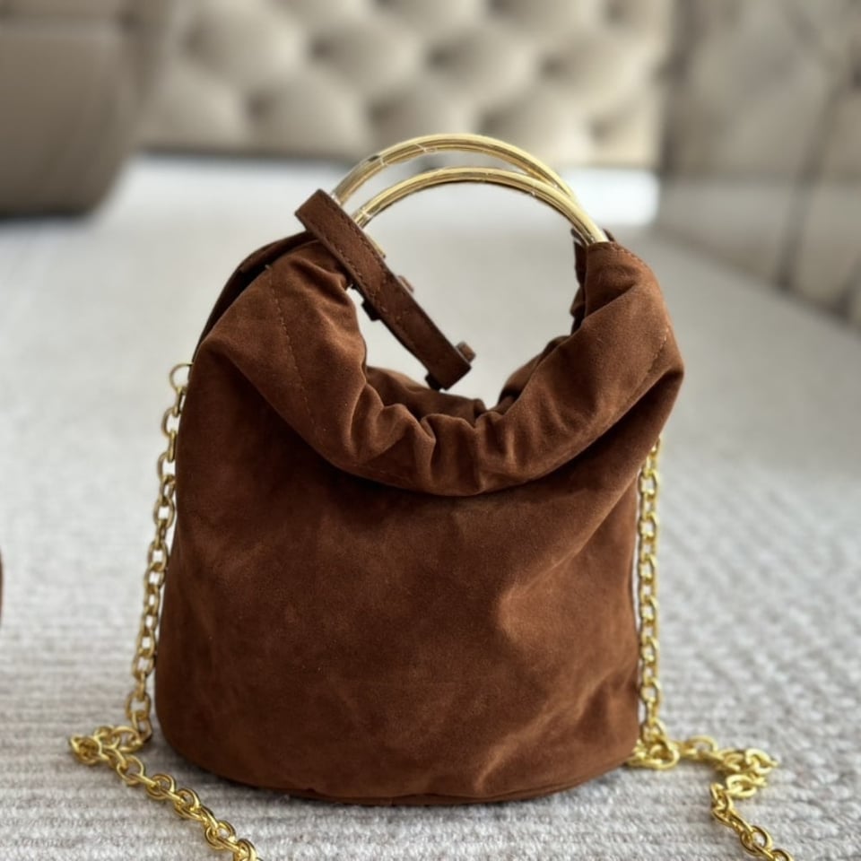 Prada Suede Mini Bag Cocoa Brown 19Cm view 5