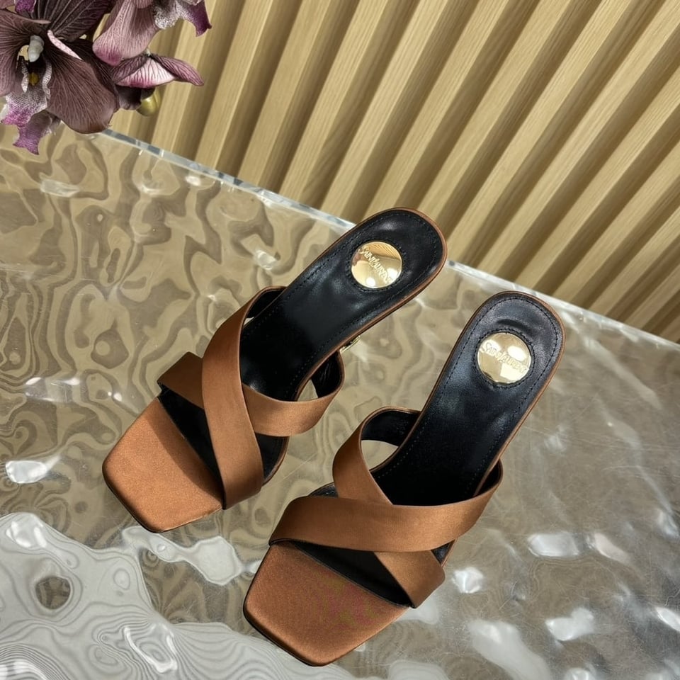 Saint Laurent Opyum Mules In Satin Crepe Manioc Brown 8189319Qab12215 view 5