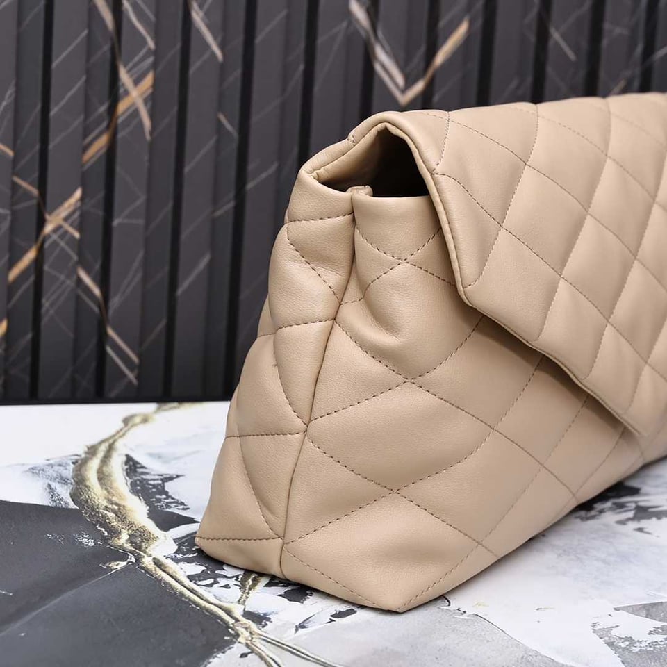 Saint Laurent Sade Puffy Leather Envelope Clutch Bag Beige view 10