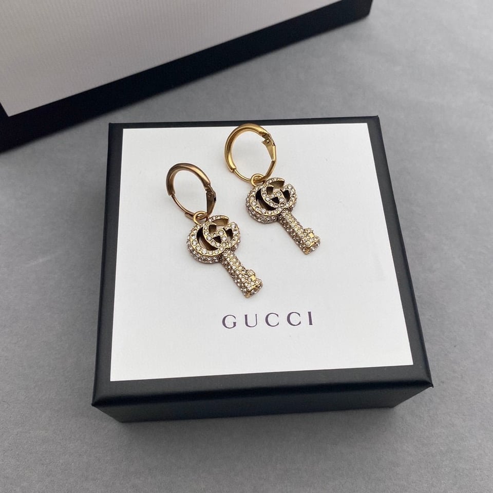 Gucci Gg Key Hoop Gold Earrings view 3