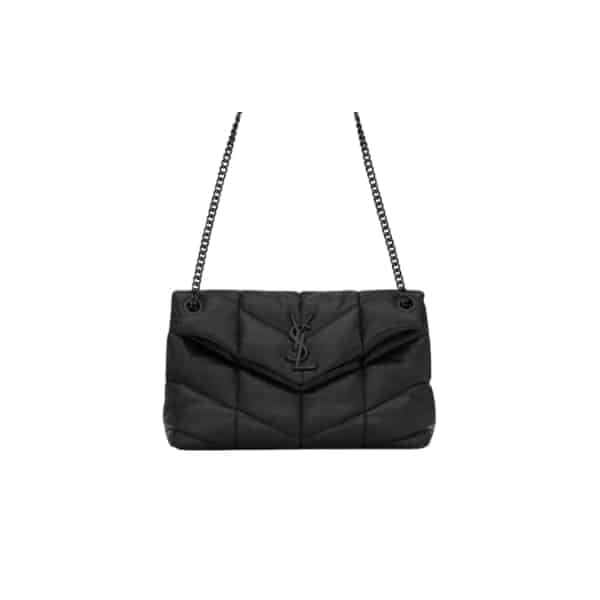Saint Laurent Puffer Small Chain Bag In Quilted Black Noir view 2