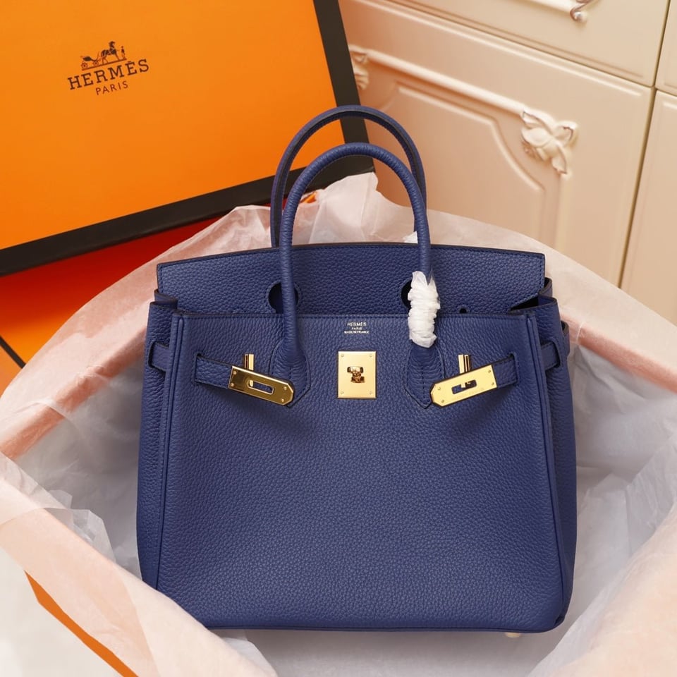 Hermes Birkin Bag 35 Navy Togo Gold Hardware view 3