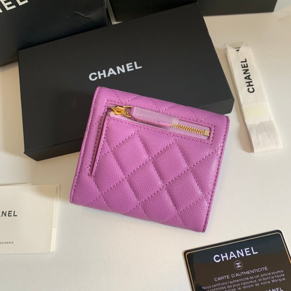 Chanel Flap Card Holder 11.5 Hot Pink Grained Calfskin Gold Icon view 8