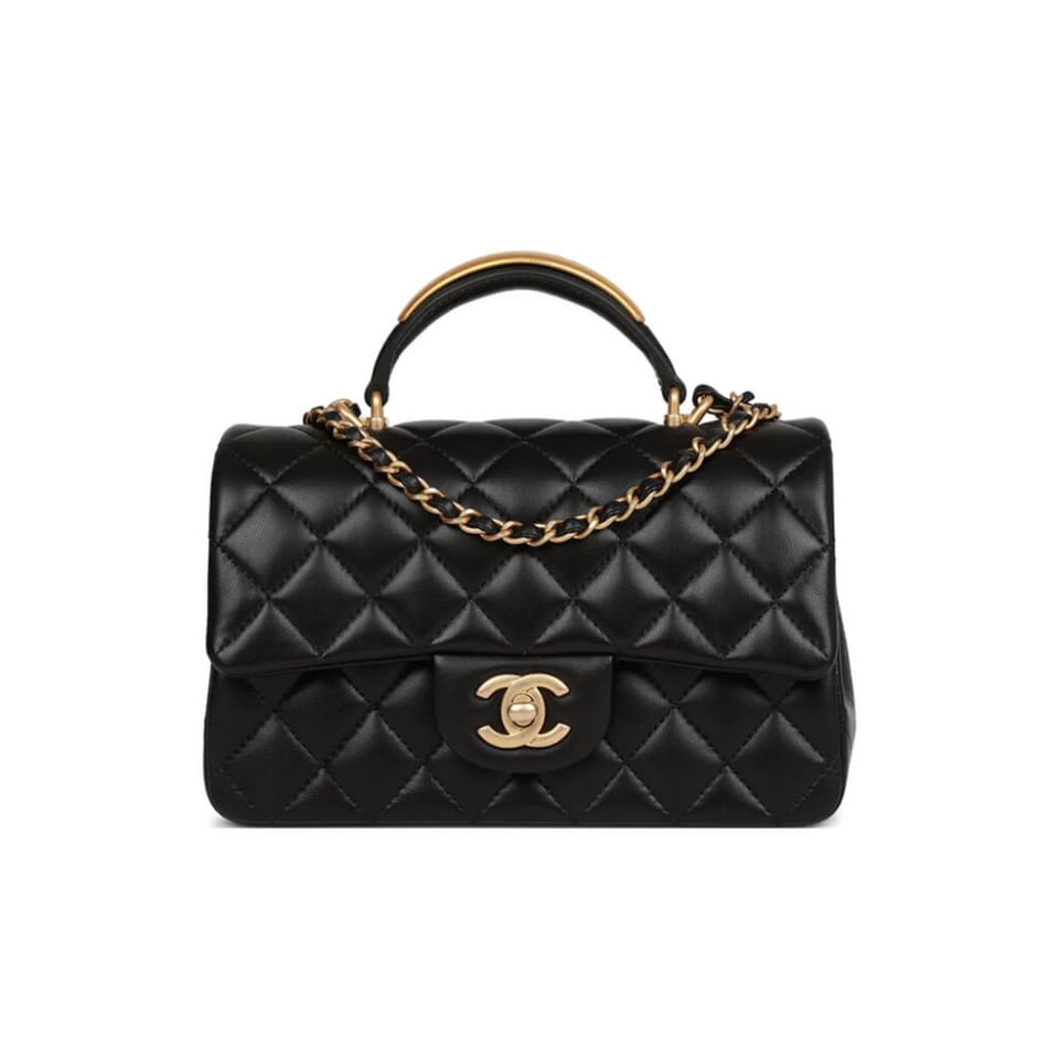 Chanel Mini Flap Bag With Gold Top Handle 20cm view 2