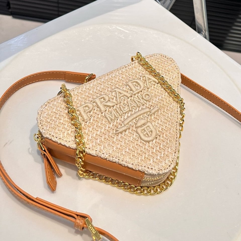 Prada Crochet And Leather Mini Bag Natural 18Cm view 4