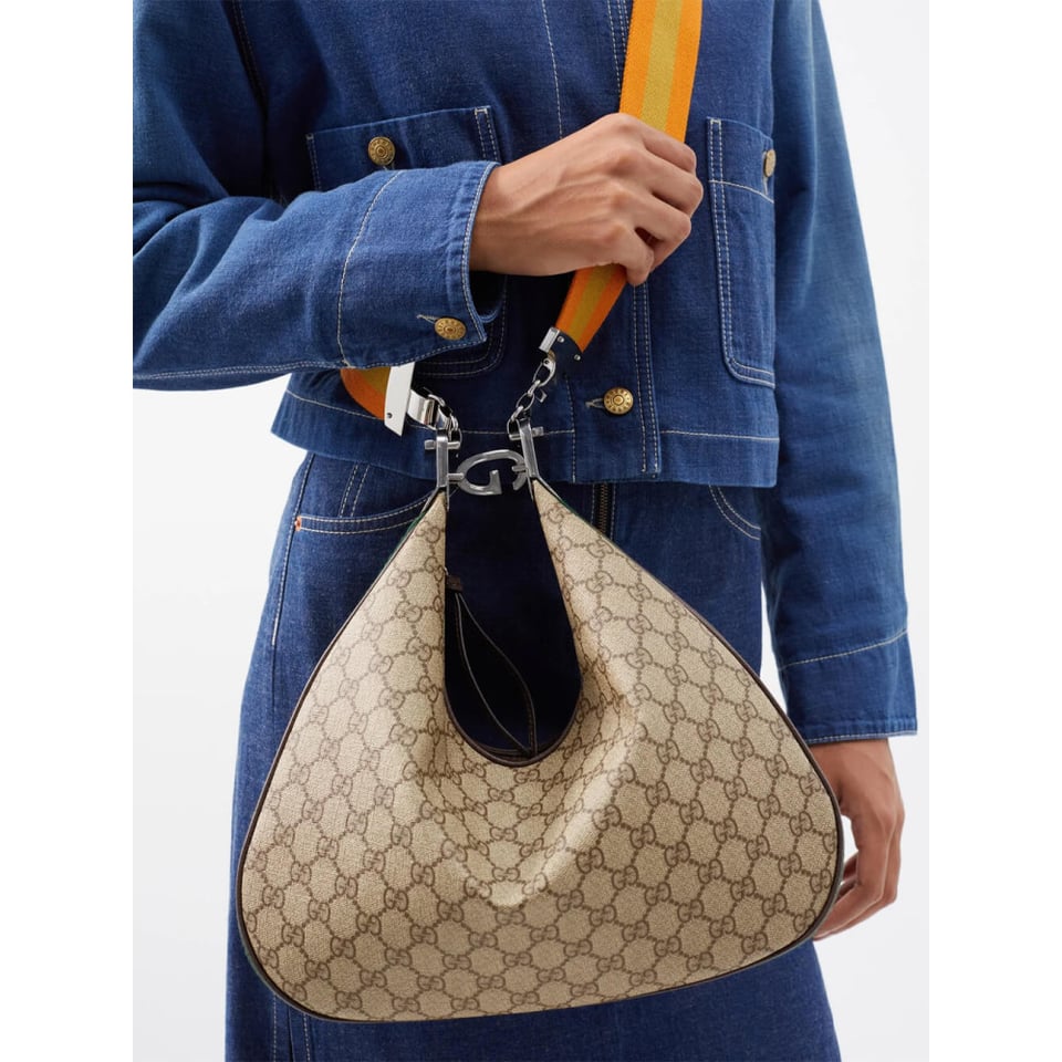 Gucci GG Supreme Attache Medium Shoulder Bag Coffee view 3