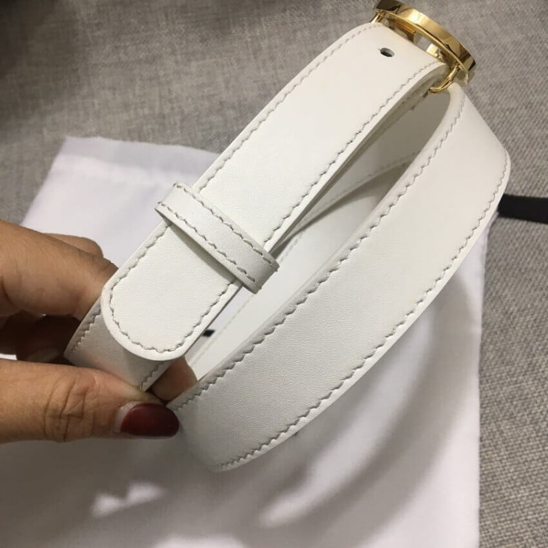 Gucci White Leather Belt With Double G Buckle 20mm view 4