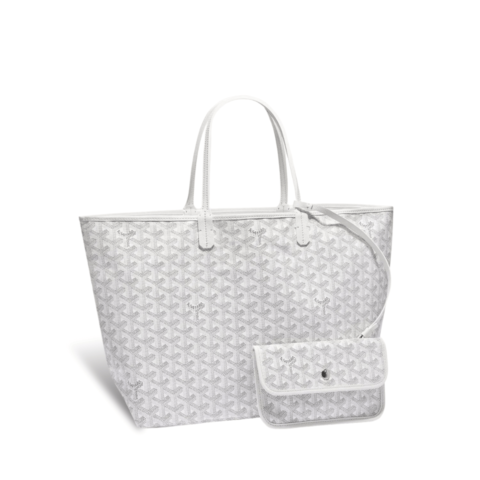 Goyard Saint Louis Pm 34Cm White Canvas Chevroches Calfskin view 2