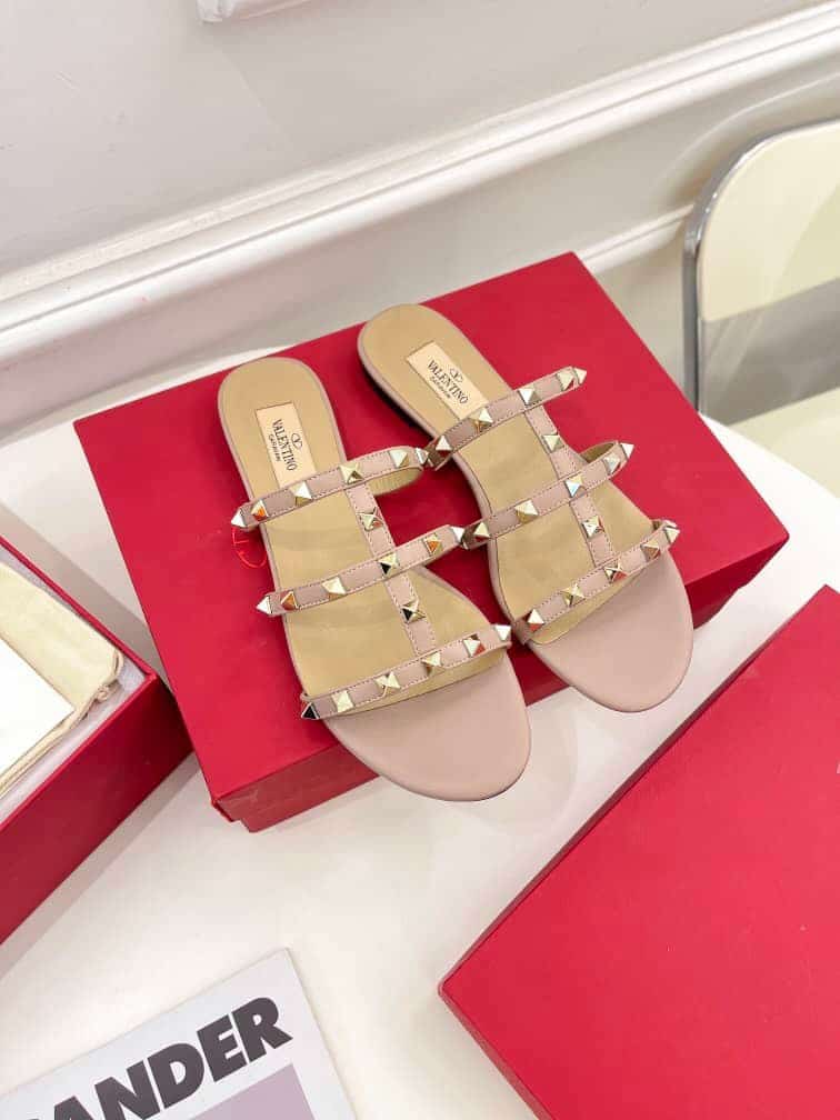 Valentino Garavani Rockstud Flat Slide Sandal Pink 4W2S0C49Vod P45 view 7