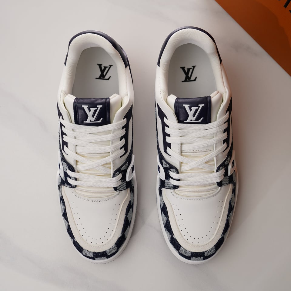 Louis Vuitton LV Trainer Sneaker Damier Denim Blue for Men 1AIKQ9 view 16