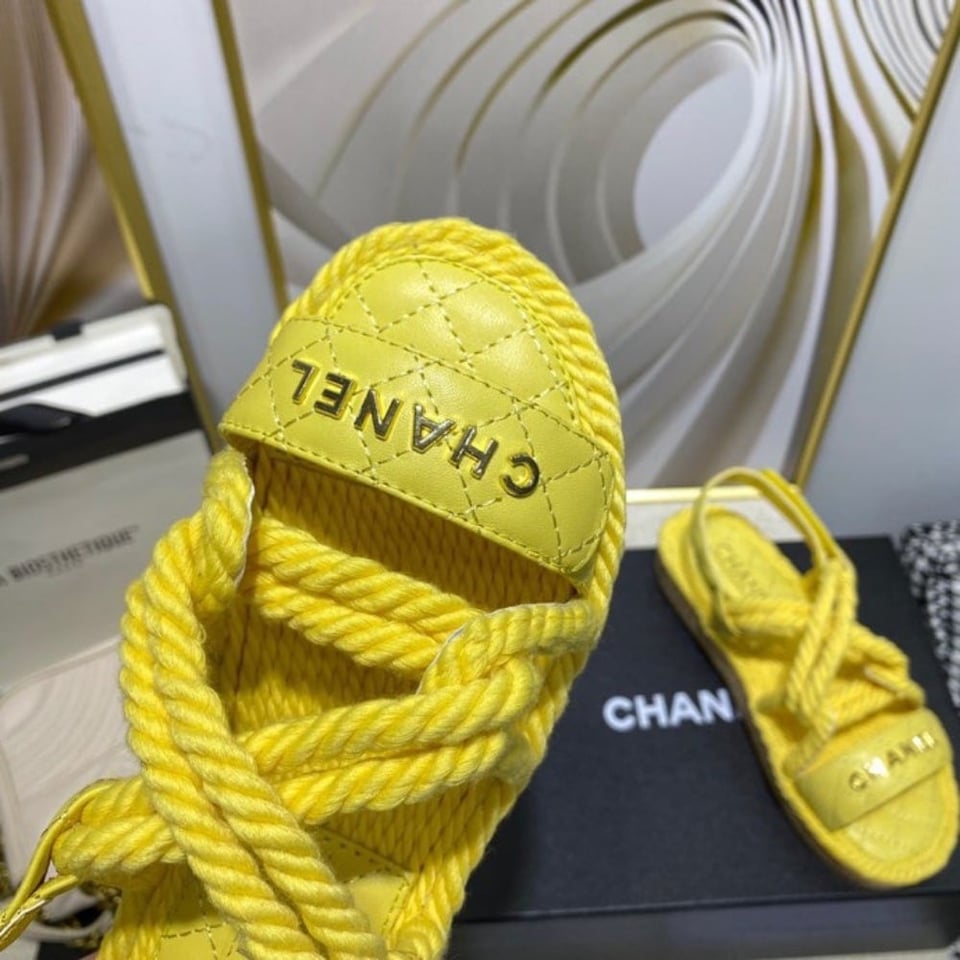 Chanel Rope Sandals Strap Yellow view 5