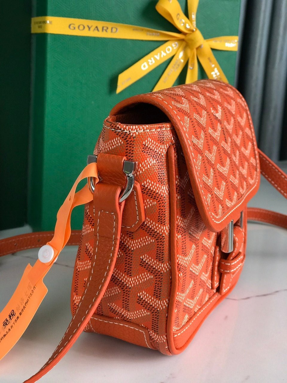 Goyard Grand Bleu 16 Cm Orange Goyardine Canvas And Lambskin view 10