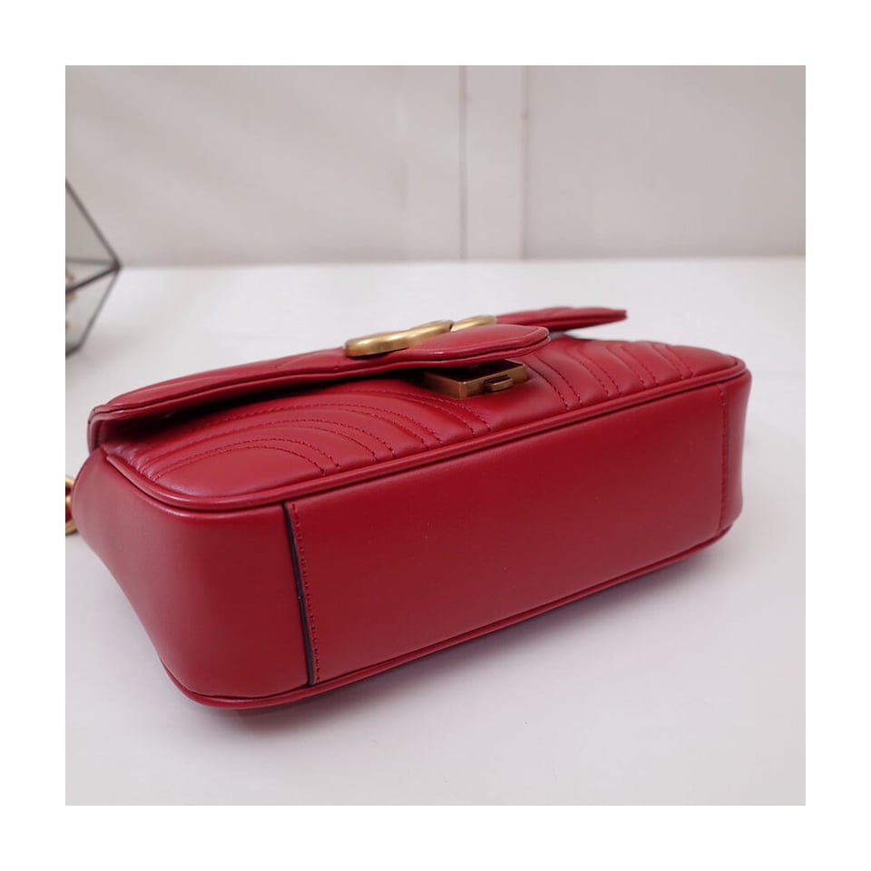 Gucci GG Marmont Matelasse Chevron Leather Mini Bag Red view 9
