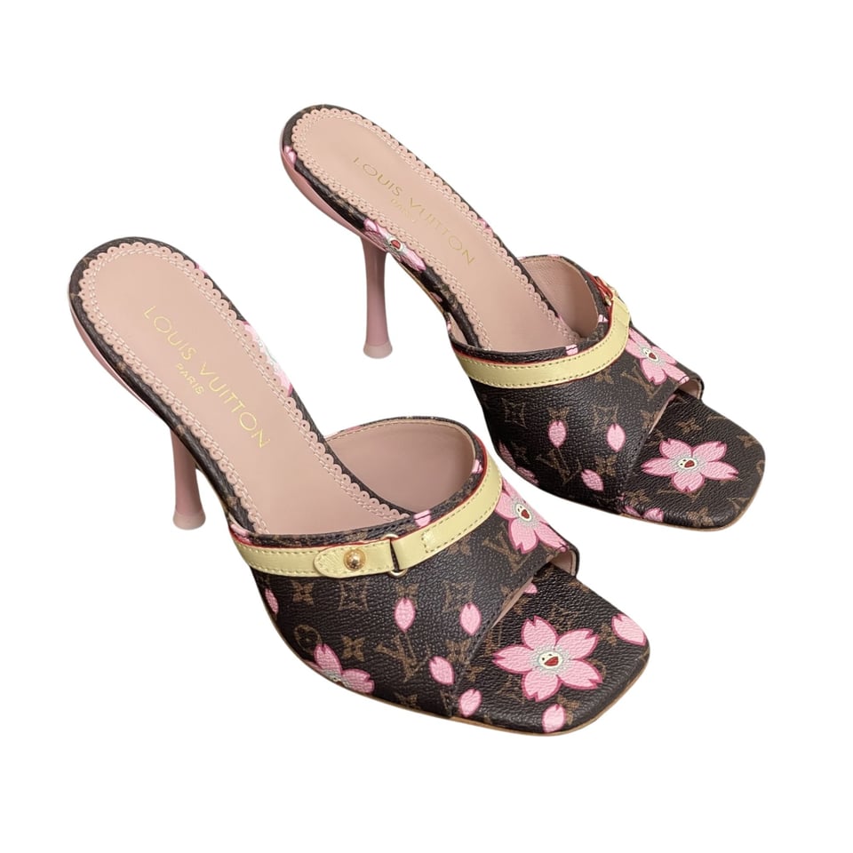 Louis Vuitton x Takashi Murakami Cherry Blossom Mule Brown Monogram Canvas view 2