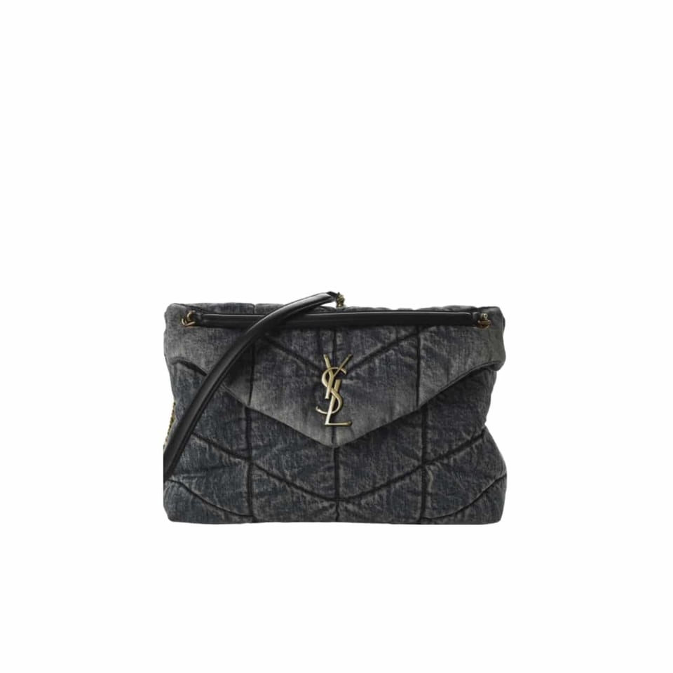 Saint Laurent Puffer Medium In Suede And Denim Black 30Cm view 2
