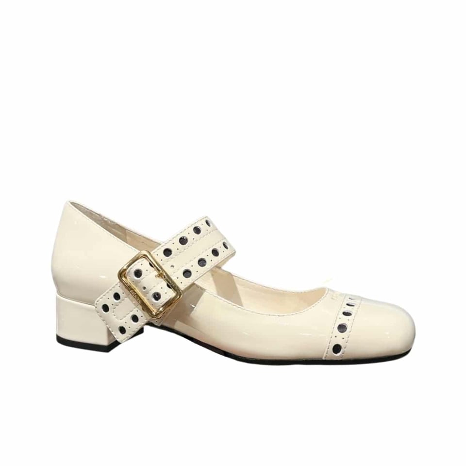 Prada Patent Leather Mary Jane Pumps White view 2