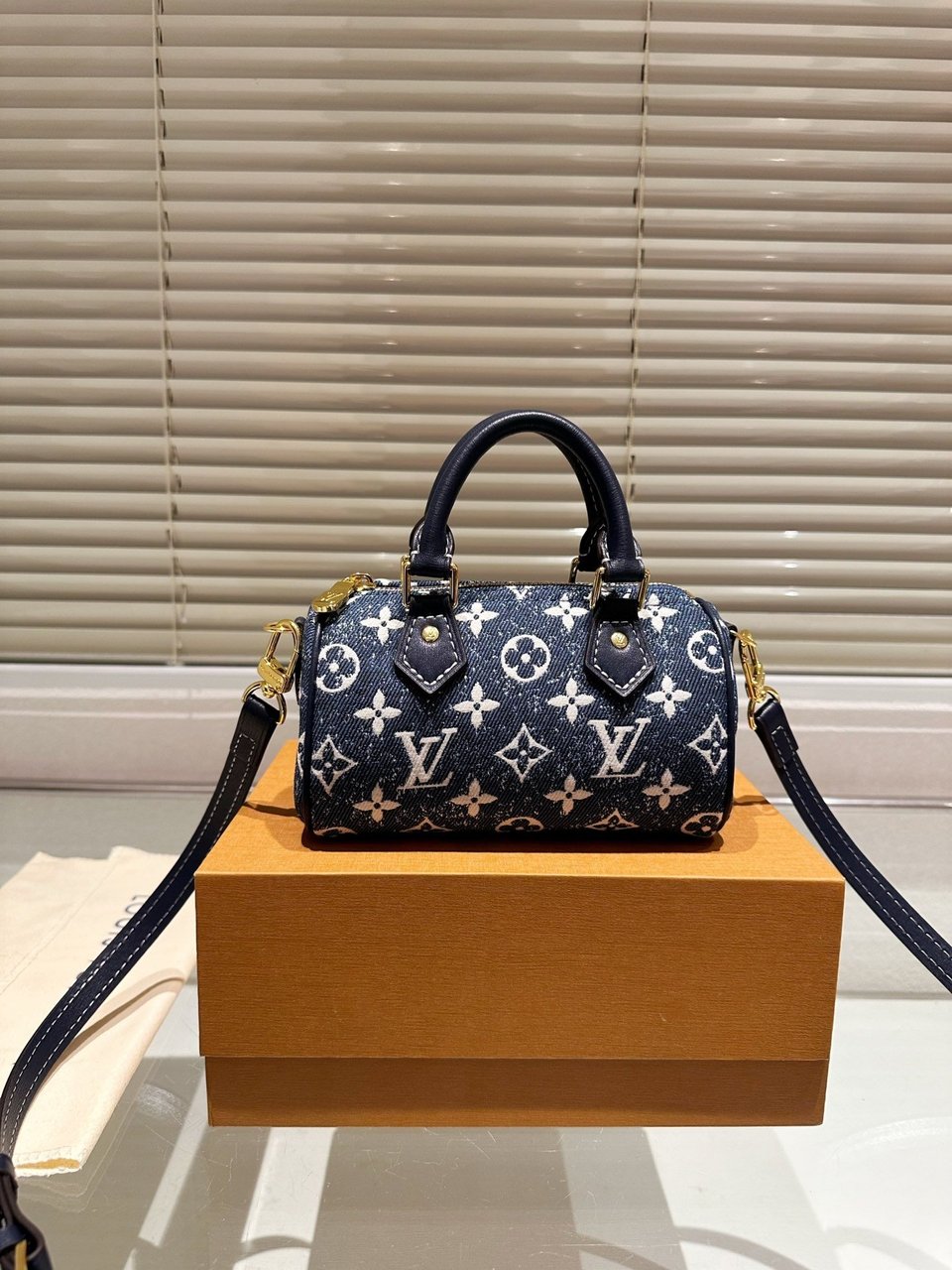 Louis Vuitton Nano Speedy Denim Blue Bag 17Cm M81168 view 9