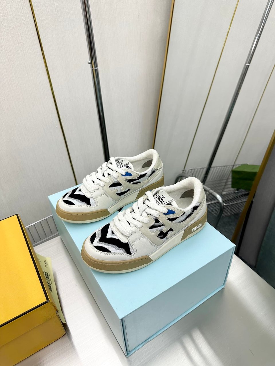 Fendi Match Leather Low Tops White And Black view 9
