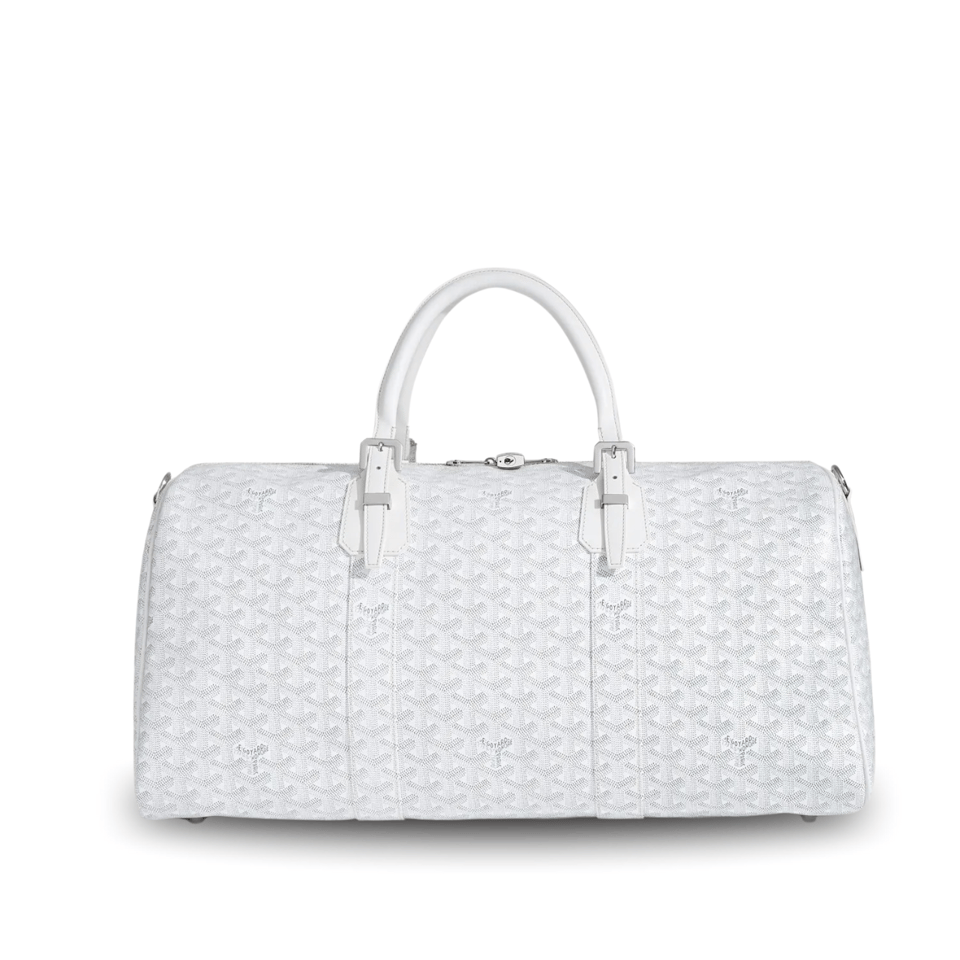 Goyard Boston 50 Bag Cm White Goyardine Canvas And Calfskin Trim