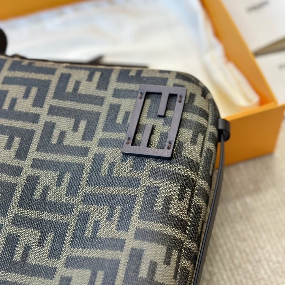 Fendi Simply Fendi Medium Brown Ff Jacquard Fabric Bag 25Cm view 8