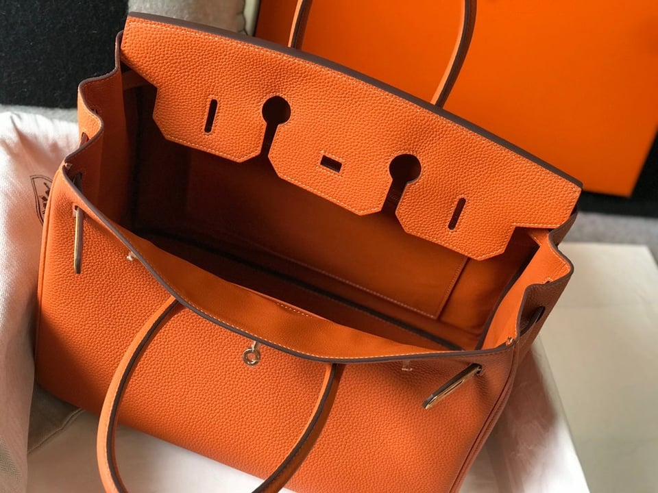 Hermes Birkin 35Cm Bag Orange Togo Gold Hardware view 4