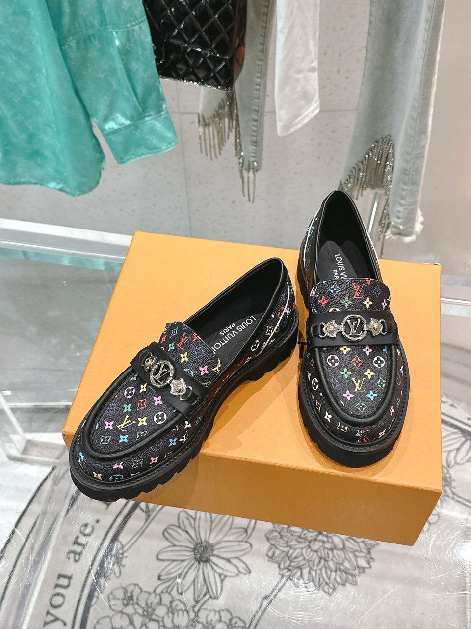 Louis Vuitton LV Monogram Multicolor Black Loafers – Women’s Shoes view 5