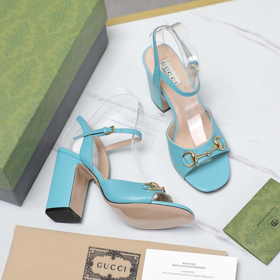 Gucci Women’S Horsebit High Heel Sandal Blue ?771600 C9D00 4728 view 7