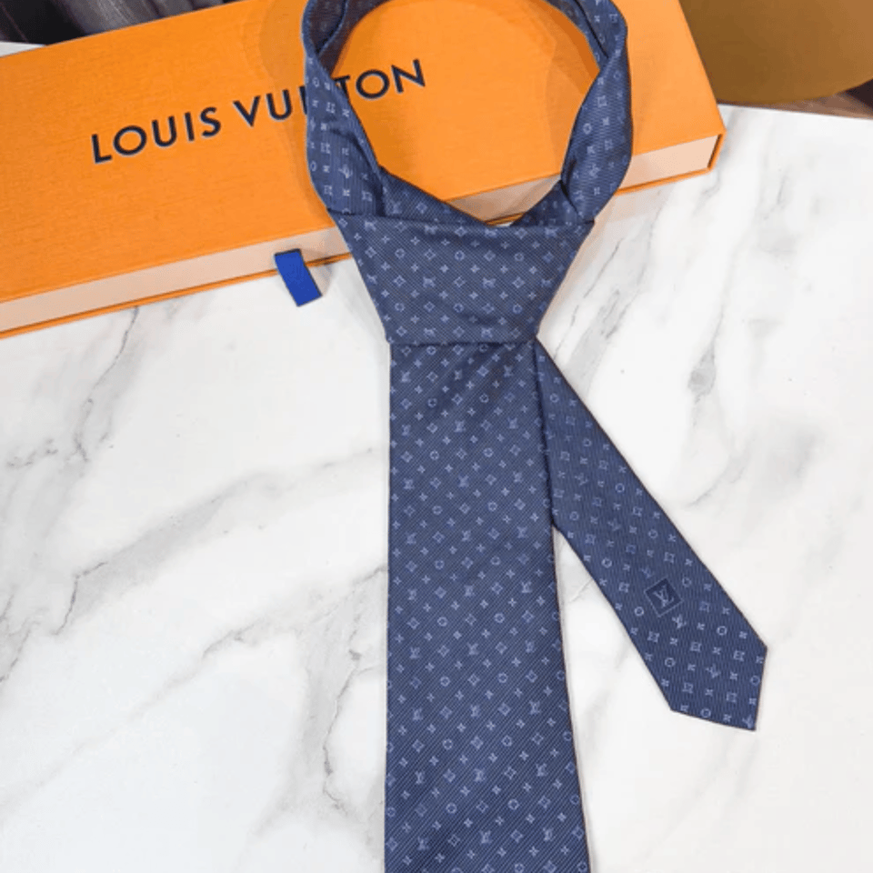 Louis Vuitton Classic Monogram Navy Canvas Tie For Men view 5