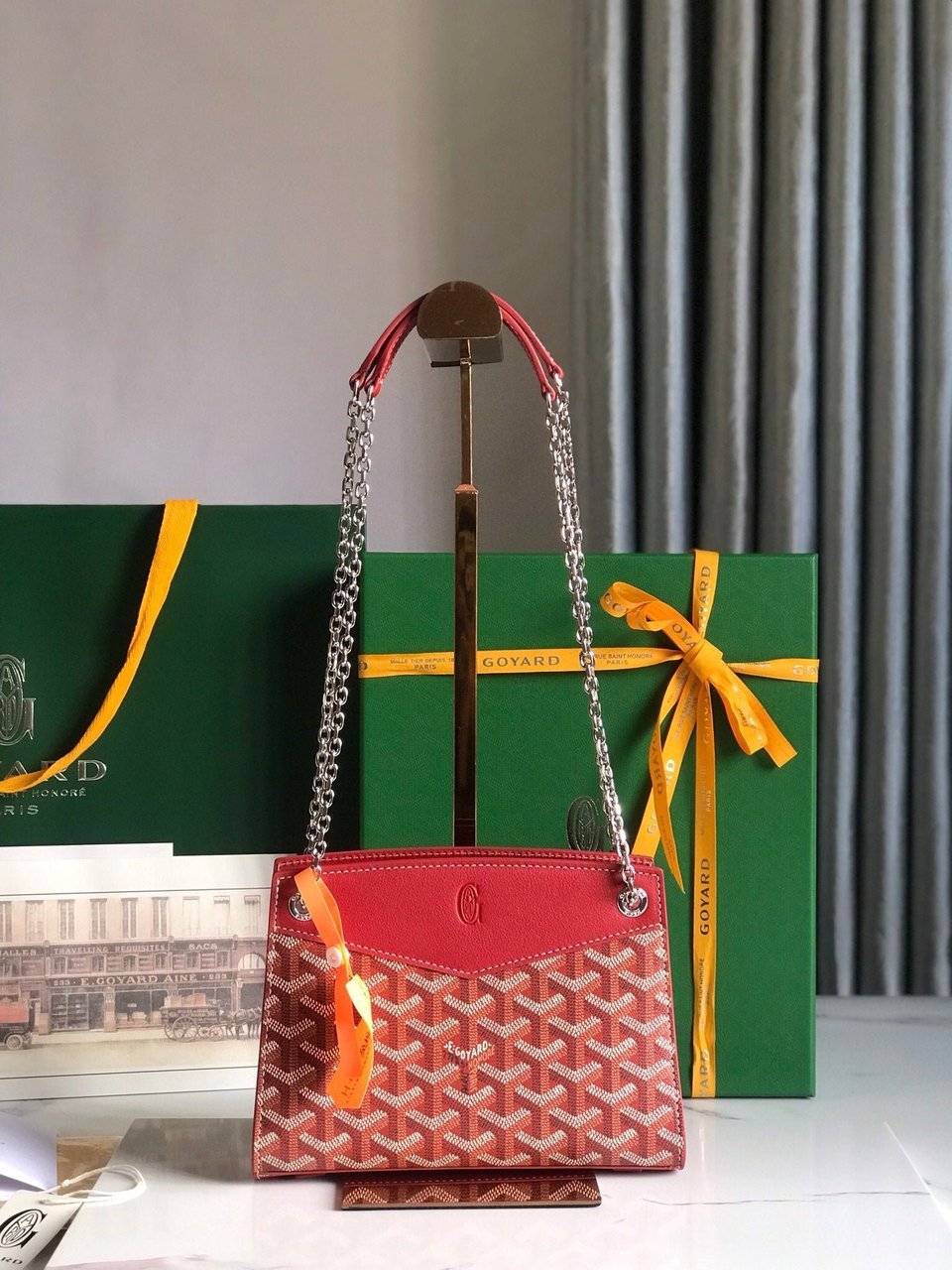 Goyard Rouette Structuré Mini Bag 21 Cm Classic Red Goyardine Canvas And Calfskin view 5