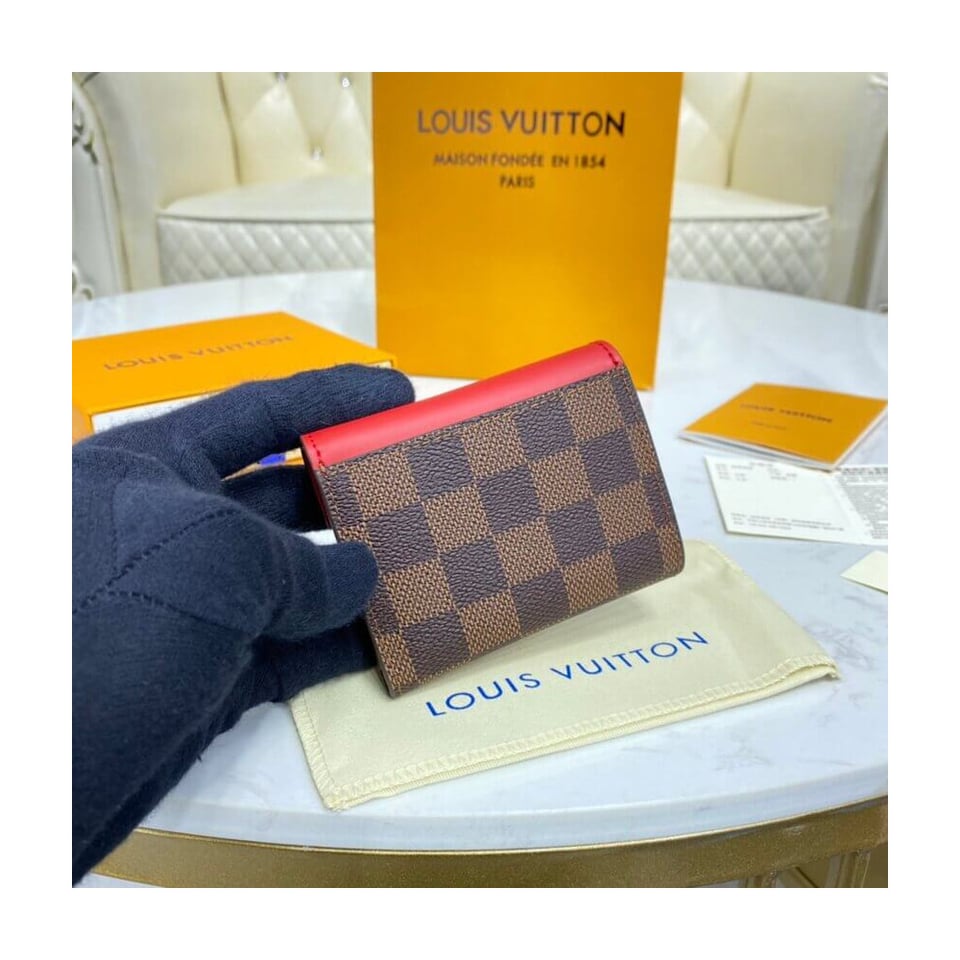 Louis Vuitton Damier Ebene Zoe Wallet Red view 4