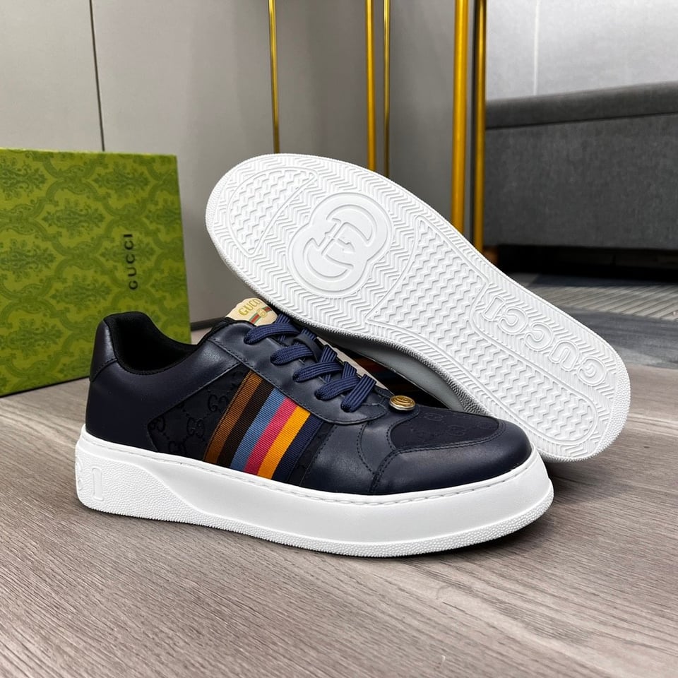 Gucci Sneaker Multicolor Side Bands Navy Blue view 3