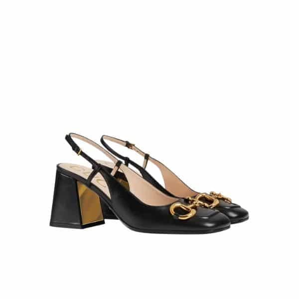 Gucci Women’S Mid Heel Slingback With Horsebit Black ?643892 C9D00 1000 view 2