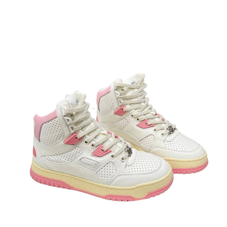 Gucci Women’S High Top Distressed Effect Sneaker Pink view 2