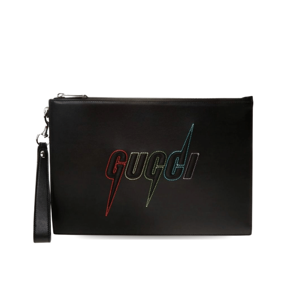 Gucci Pouch in Black With Blade Embroidery 12in/31cm For Men view 2