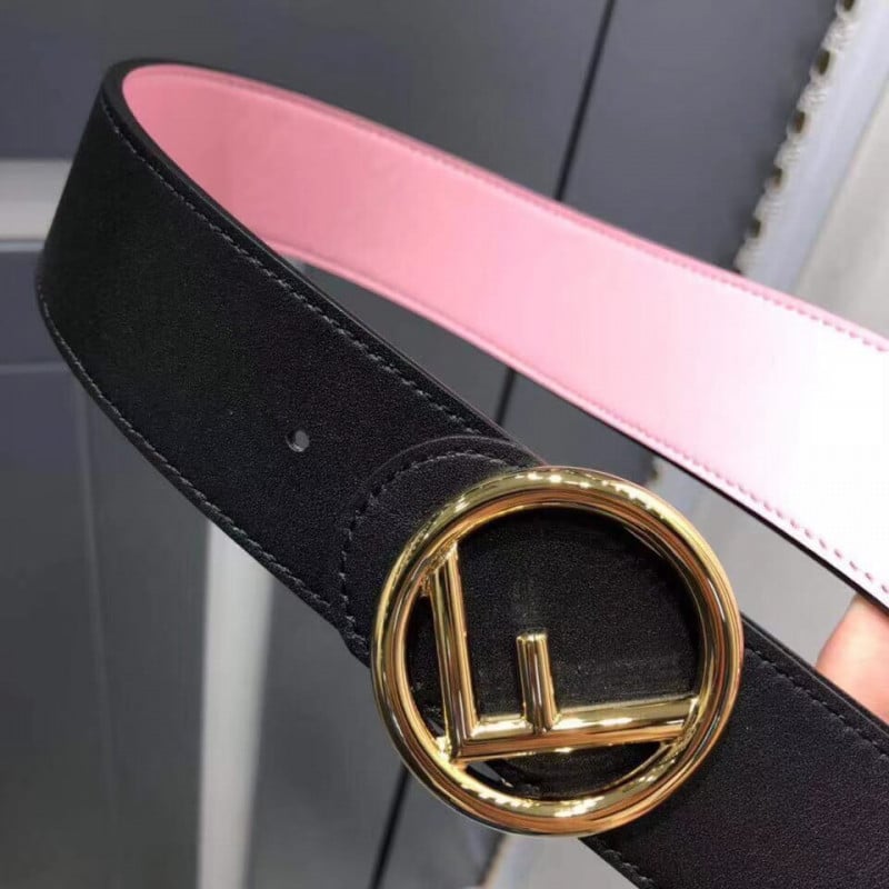 Fendi Reversible 40mm Round Buckle Belt 8C0579 Black / Pink view 8