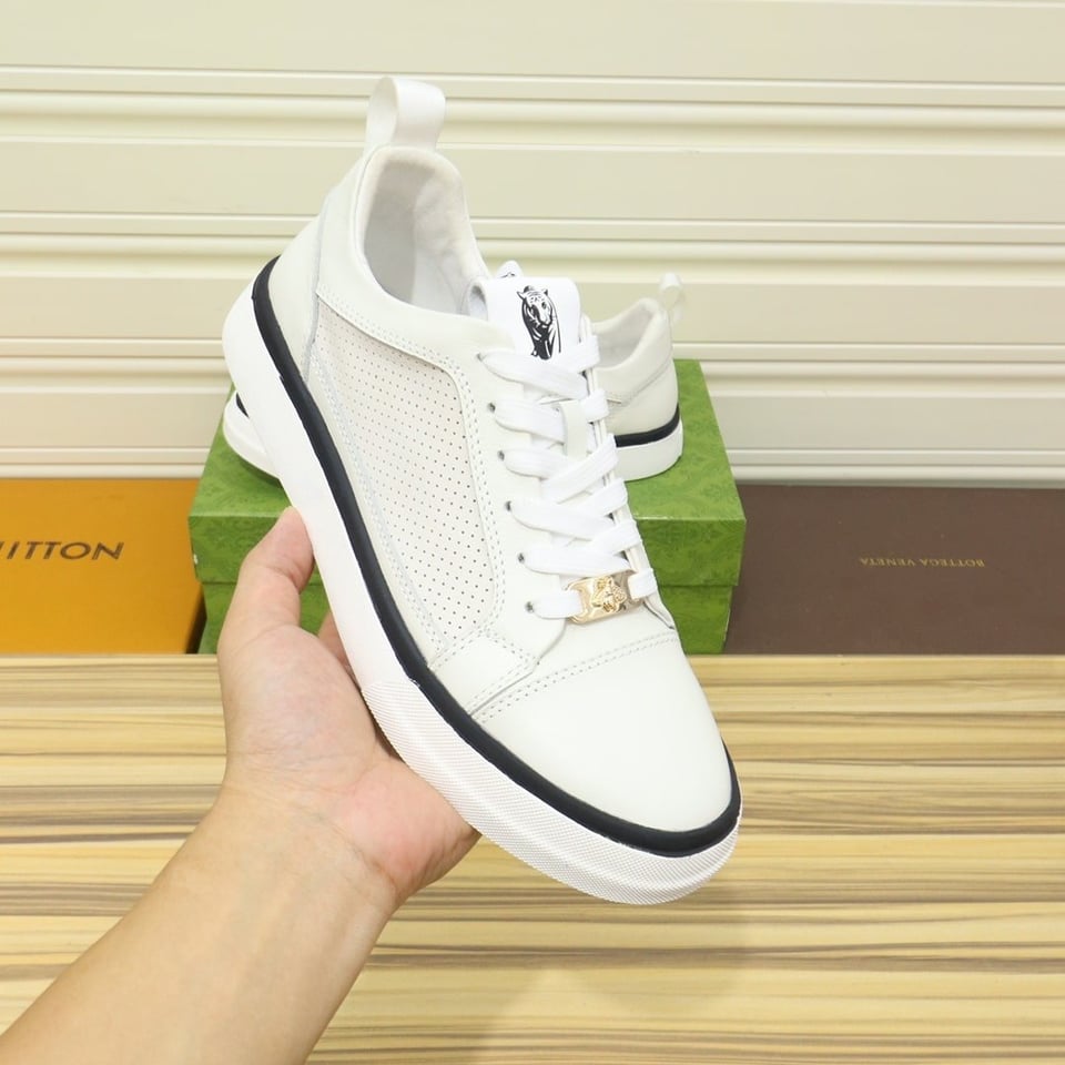 Gucci Men?S Platform Sneakers Leather White With Black Edge view 4