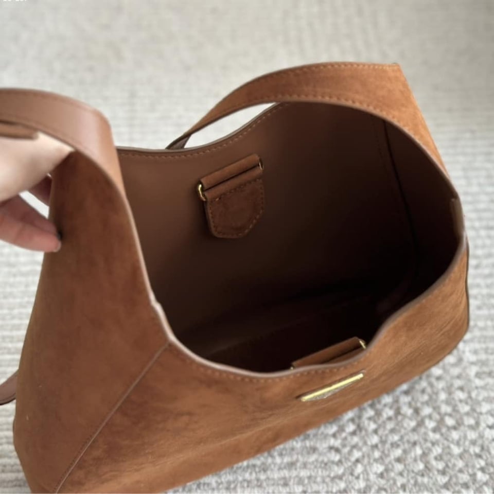 Prada Large Suede Shoulder Bag Cocoa Brown 34Cm view 11