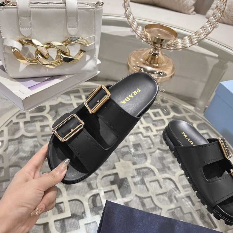 Prada Leather Strap Slides Black 1Xx692 3Lem F0002 F 020 view 8