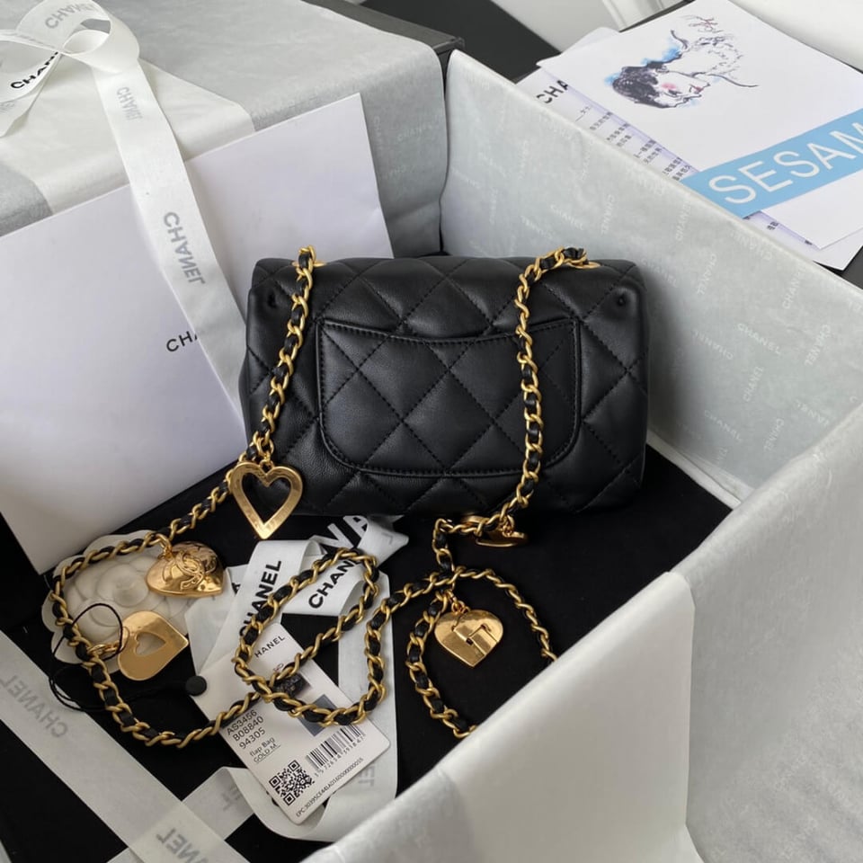 Chanel Mini Flap Bag Heart Chain view 8